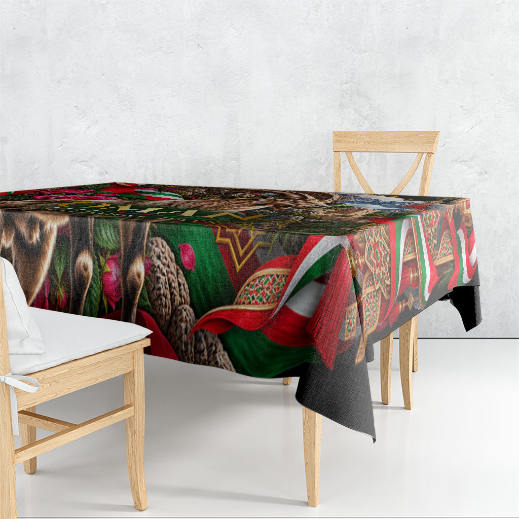 Oman National Days Ibex Tablecloth Pink Rose Geometric Heritage