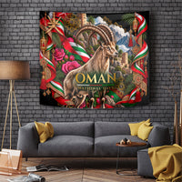 Oman National Days Ibex Tapestry Pink Rose Geometric Heritage