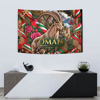 Oman National Days Ibex Tapestry Pink Rose Geometric Heritage