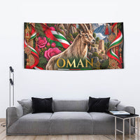 Oman National Days Ibex Tapestry Pink Rose Geometric Heritage