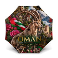 Oman National Days Ibex Umbrella Pink Rose Geometric Heritage