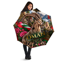 Oman National Days Ibex Umbrella Pink Rose Geometric Heritage