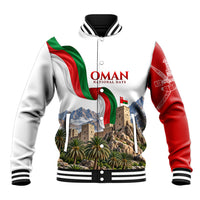 Oman National Days Flag Baseball Jacket Nakhal Fort Mountain