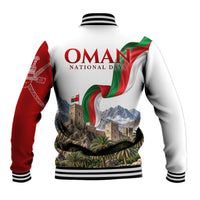Oman National Days Flag Baseball Jacket Nakhal Fort Mountain