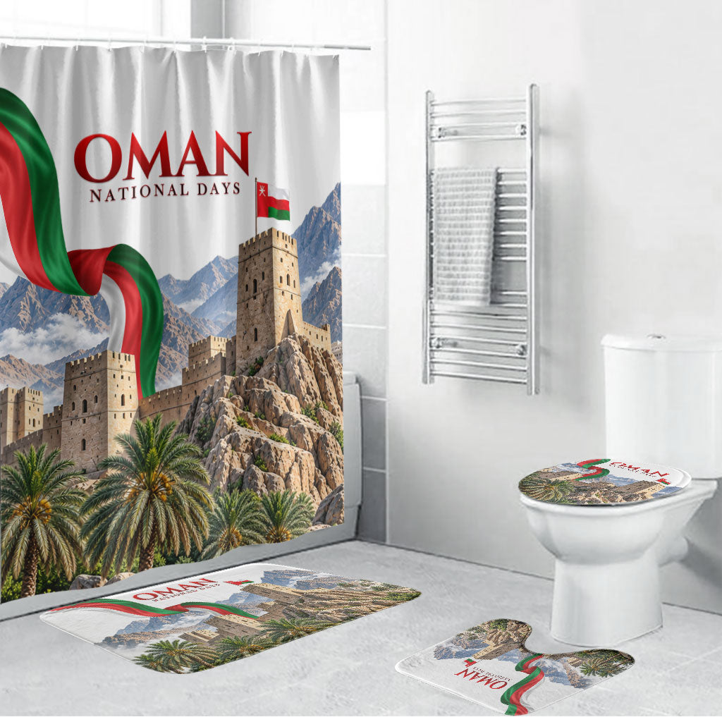 Oman National Days Flag Bathroom Set Nakhal Fort Mountain
