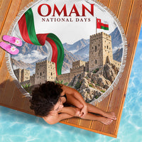 Oman National Days Flag Beach Blanket Nakhal Fort Mountain