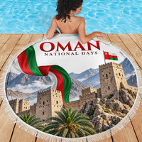 Oman National Days Flag Beach Blanket Nakhal Fort Mountain