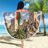 Oman National Days Flag Beach Blanket Nakhal Fort Mountain