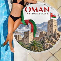 Oman National Days Flag Beach Blanket Nakhal Fort Mountain