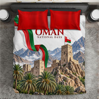 Oman National Days Flag Bedding Set Nakhal Fort Mountain