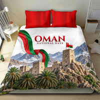 Oman National Days Flag Bedding Set Nakhal Fort Mountain