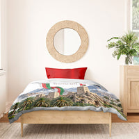 Oman National Days Flag Bedding Set Nakhal Fort Mountain