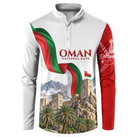 Oman National Days Flag Button Sweatshirt Nakhal Fort Mountain