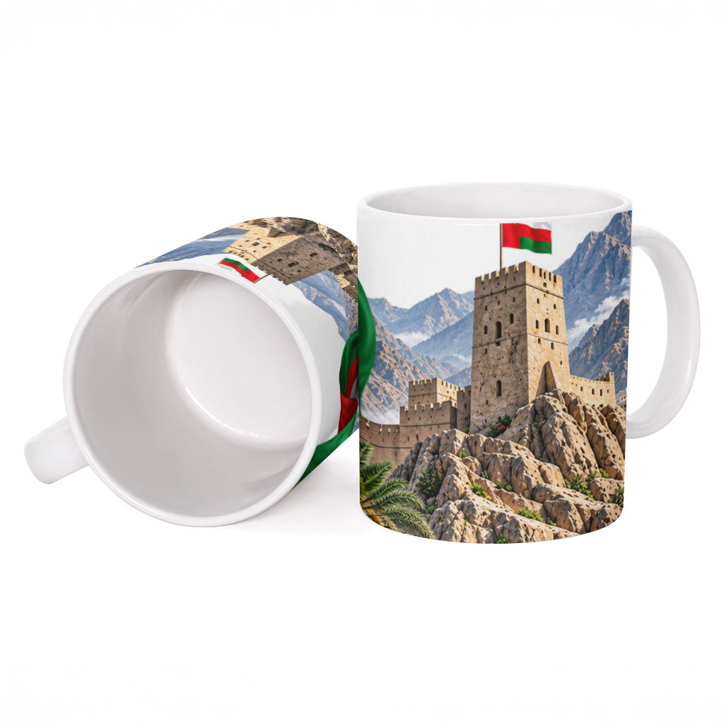 Oman National Days Flag Ceramic Mug Nakhal Fort Mountain