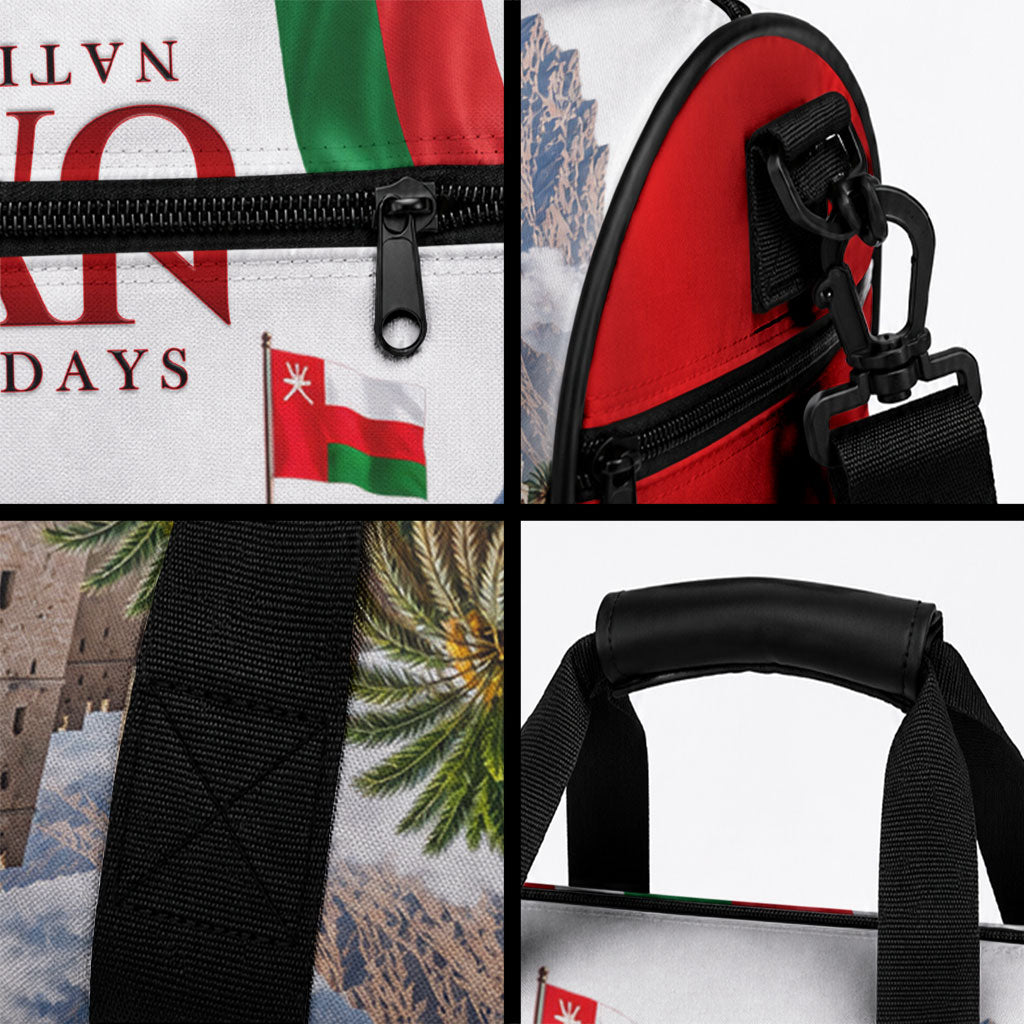 Oman National Days Flag Duffle Bag Nakhal Fort Mountain