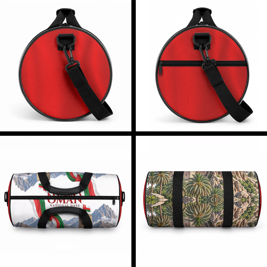 Oman National Days Flag Duffle Bag Nakhal Fort Mountain