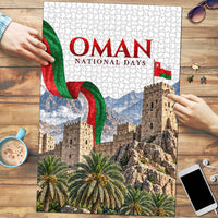 Oman National Days Flag Puzzle Nakhal Fort Mountain