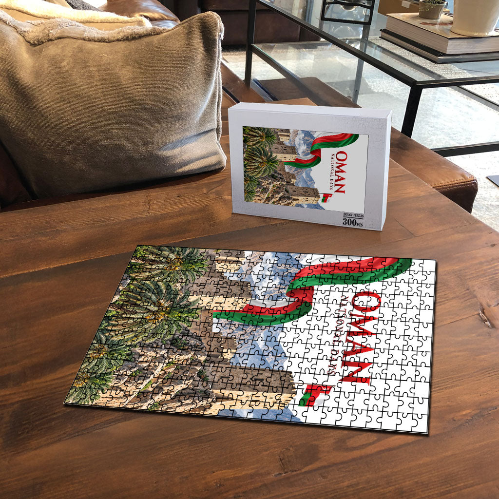 Oman National Days Flag Puzzle Nakhal Fort Mountain
