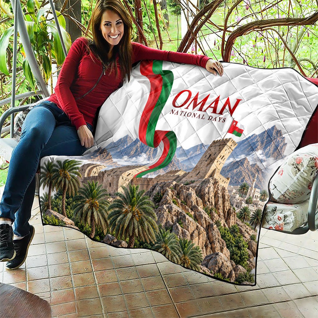 Oman National Days Flag Quilt Nakhal Fort Mountain