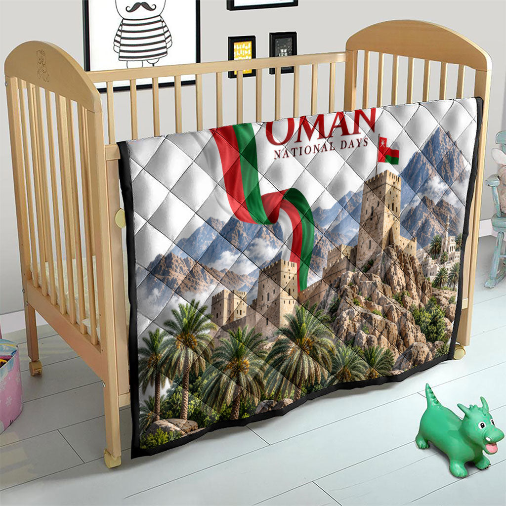 Oman National Days Flag Quilt Nakhal Fort Mountain