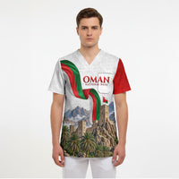 Oman National Days Flag Scrub Top Nakhal Fort Mountain