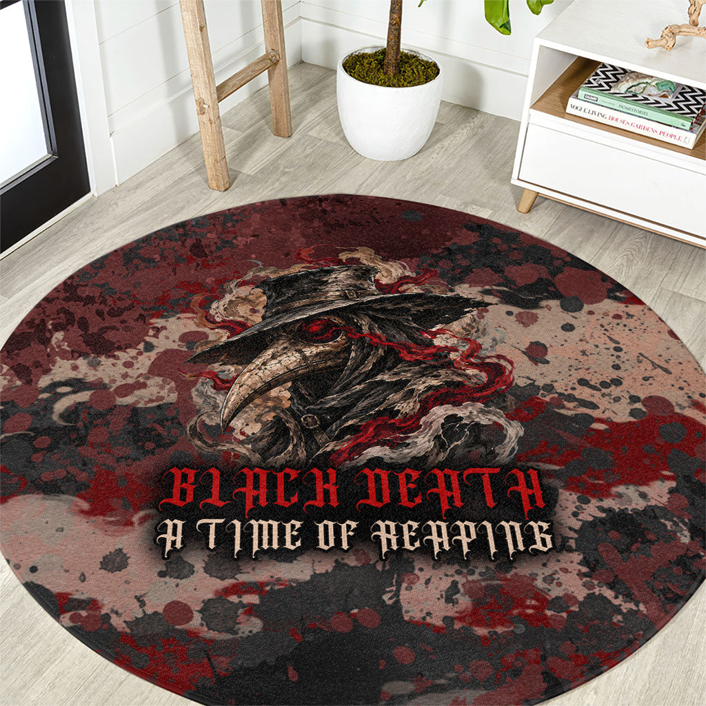 Black Death A Time Of Reaping Round Carpet Grim Reaper Plague Doctor - Dark Gothic Horror Fantasy
