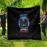 Black quilt with diamond stitching and centered patriotic skull graphic