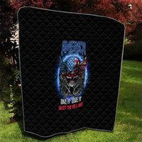 Black quilt with diamond stitching and centered patriotic skull graphic