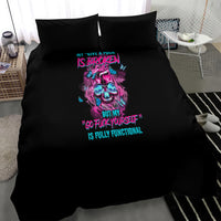 Black bedding set with skull graphic duvet and two matching pillowcases