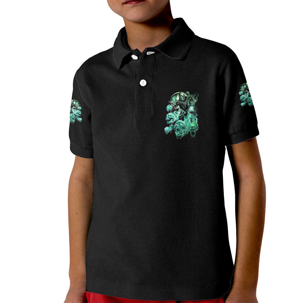 I'm Never Alone Skull Reaper Kid Polo Shirt - Wonder Print Shop