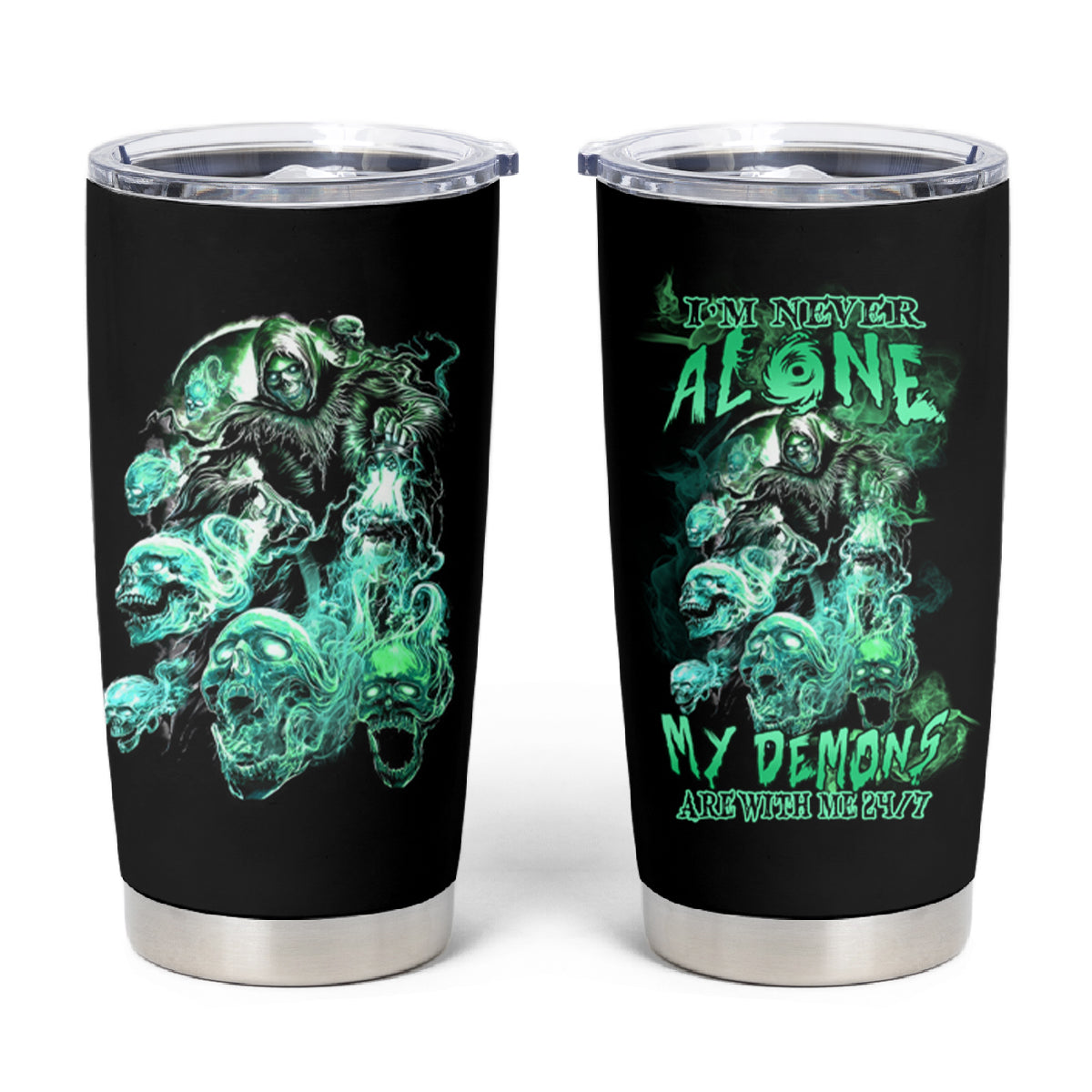 I'm Never Alone Skull Reaper Tumbler Cup - Wonder Print Shop