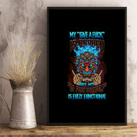 Framed canvas wall art with colorful tiki skull graphic on black background