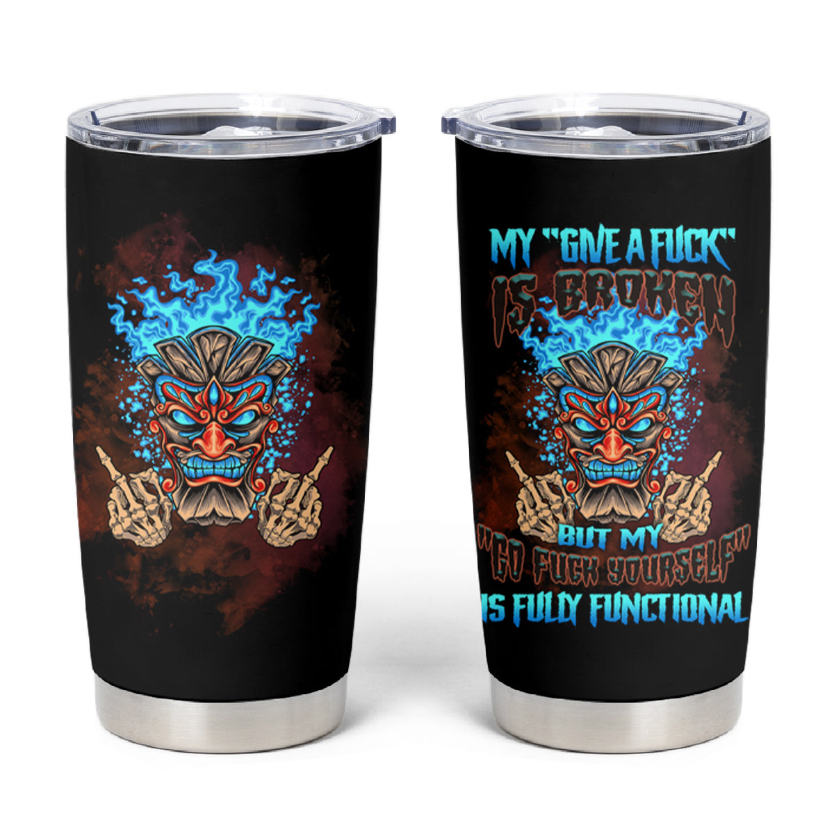 My Give A F Tiki Skull Tumbler Cup