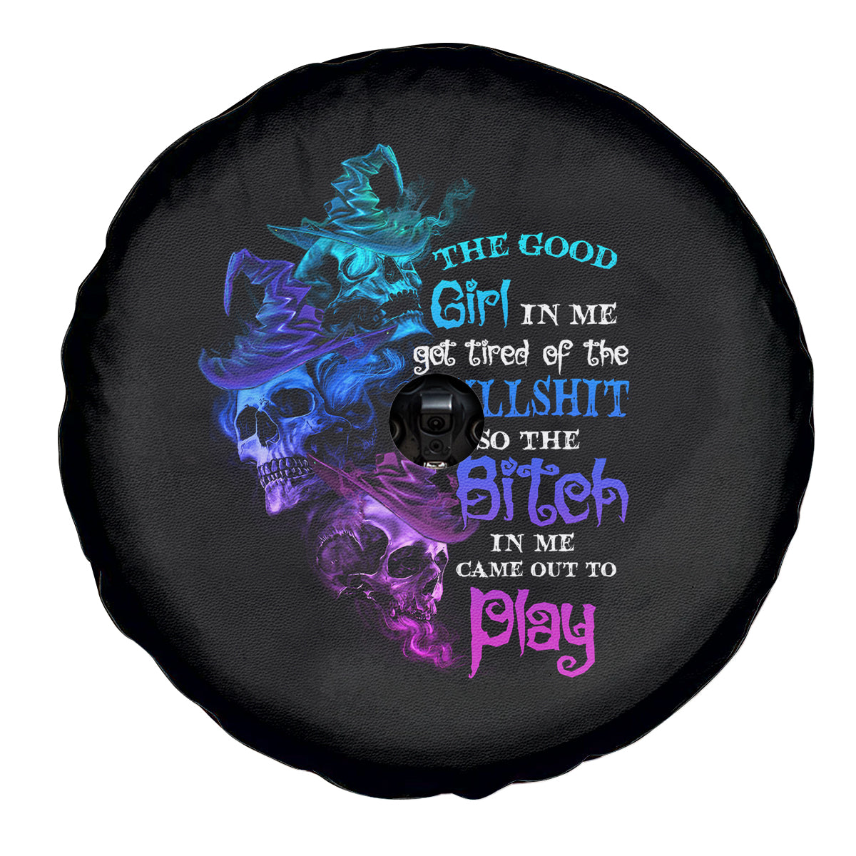 The Good Girl In Me Got Tired Skull Witch Halloween Spare Tire Cover - Wonder Print Shop