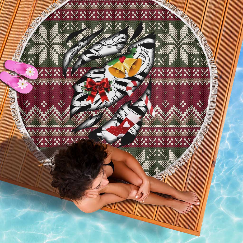 Skeleton Candy Cane Christmas Beach Blanket Xmas Holiday Patterns - Wonder Print Shop