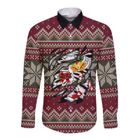 Skeleton Candy Cane Christmas Long Sleeve Button Shirt Xmas Holiday Patterns - Wonder Print Shop