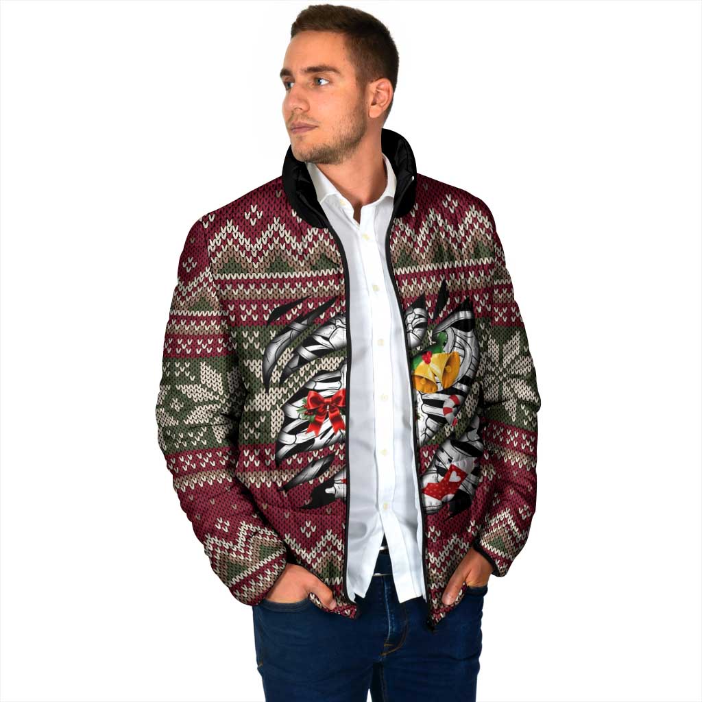 Skeleton Candy Cane Christmas Padded Jacket Xmas Holiday Patterns - Wonder Print Shop