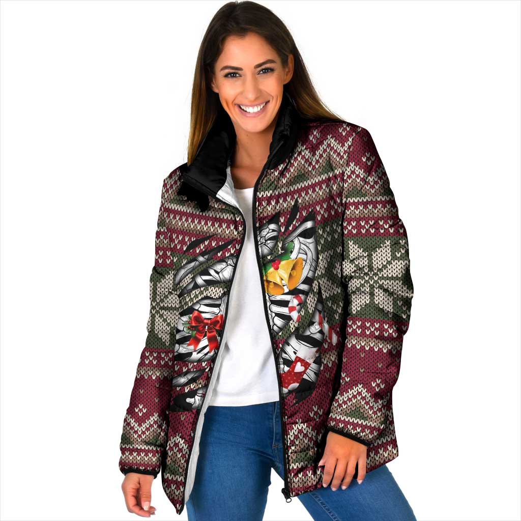 Skeleton Candy Cane Christmas Padded Jacket Xmas Holiday Patterns - Wonder Print Shop