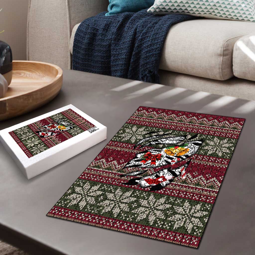 Skeleton Candy Cane Christmas Puzzle Xmas Holiday Patterns - Wonder Print Shop