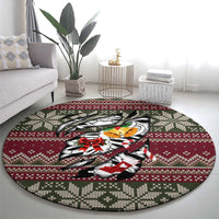 Skeleton Candy Cane Christmas Round Carpet Xmas Holiday Patterns - Wonder Print Shop