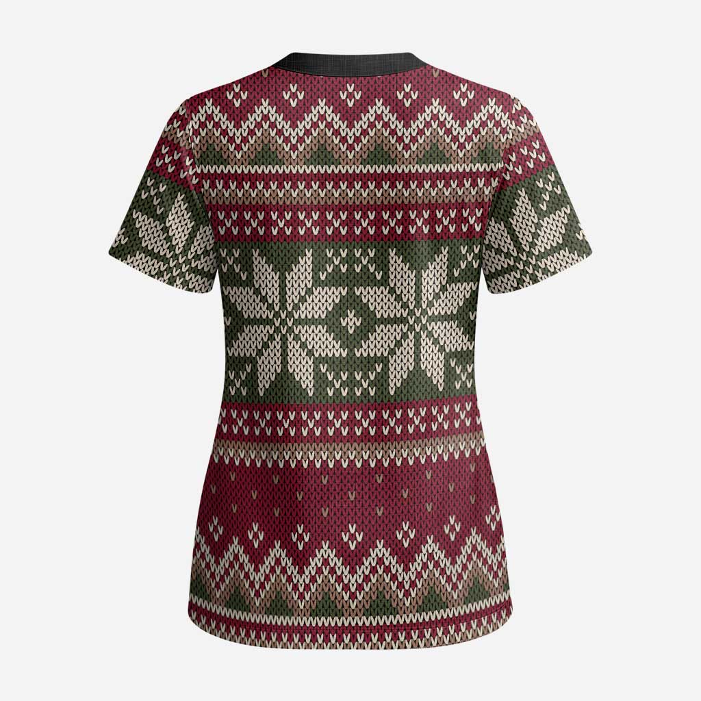 Skeleton Candy Cane Christmas Scrub Top Xmas Holiday Patterns - Wonder Print Shop