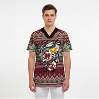 Skeleton Candy Cane Christmas Scrub Top Xmas Holiday Patterns - Wonder Print Shop