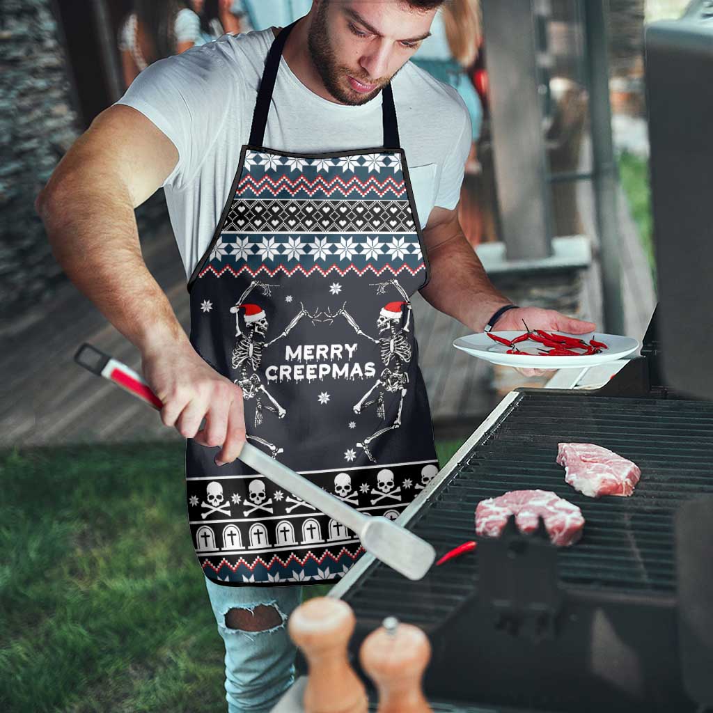 Skeleton Merry Creepmas Christmas Apron Xmas Holiday Patterns - Wonder Print Shop