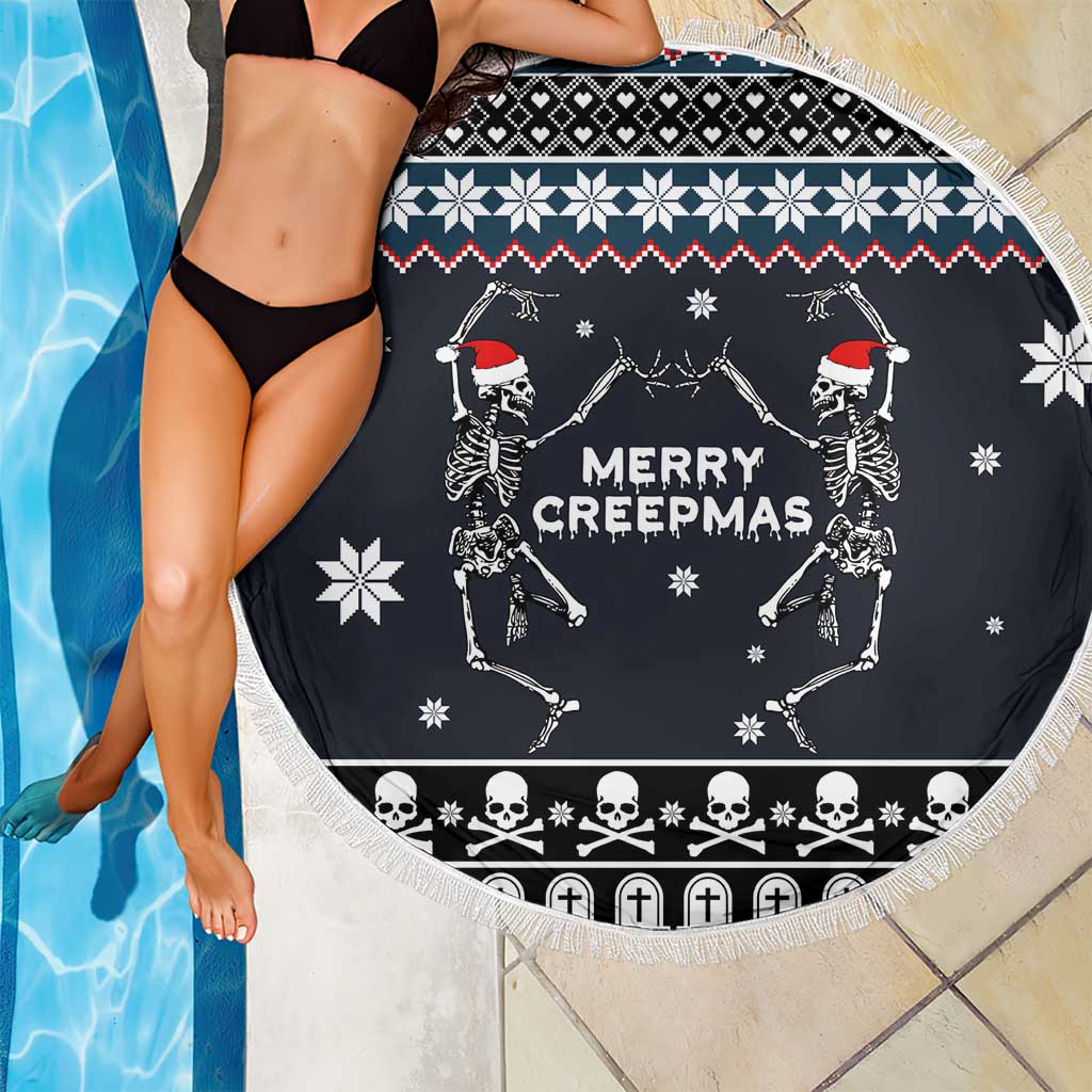 Skeleton Merry Creepmas Christmas Beach Blanket Xmas Holiday Patterns - Wonder Print Shop