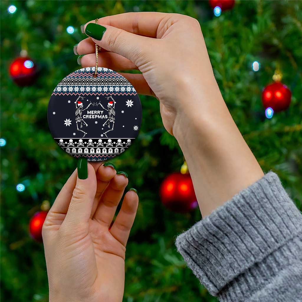 Skeleton Merry Creepmas Christmas Ceramic Ornament Xmas Holiday Patterns - Wonder Print Shop