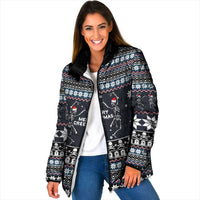 Skeleton Merry Creepmas Christmas Padded Jacket Xmas Holiday Patterns - Wonder Print Shop