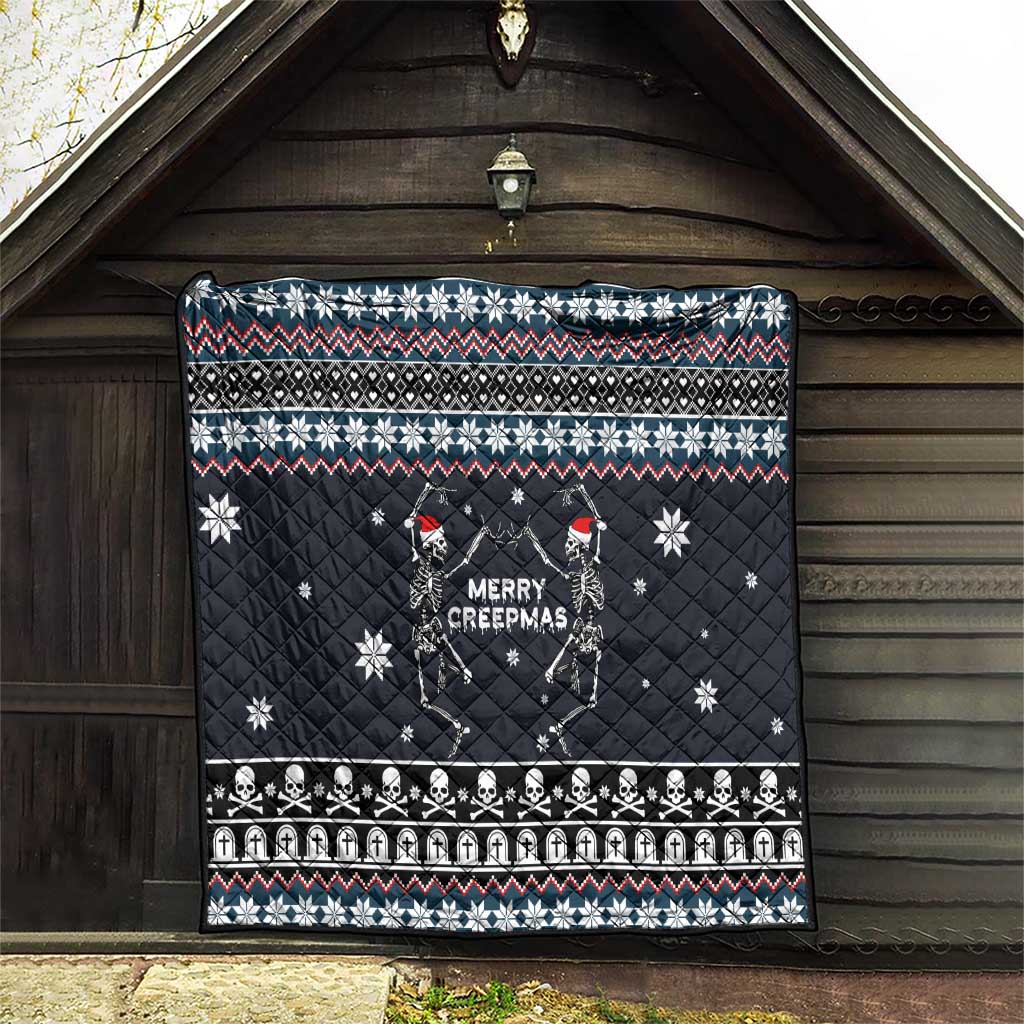 Skeleton Merry Creepmas Christmas Quilt Xmas Holiday Patterns - Wonder Print Shop
