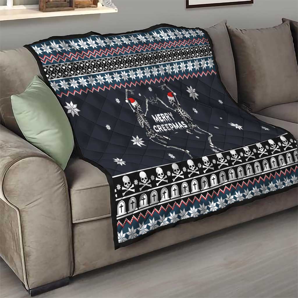 Skeleton Merry Creepmas Christmas Quilt Xmas Holiday Patterns - Wonder Print Shop