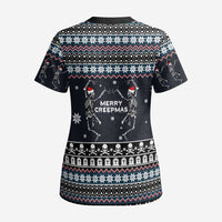 Skeleton Merry Creepmas Christmas Scrub Top Xmas Holiday Patterns - Wonder Print Shop