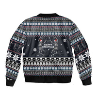 Skeleton Merry Creepmas Christmas Sleeve Zip Bomber Jacket Xmas Holiday Patterns - Wonder Print Shop